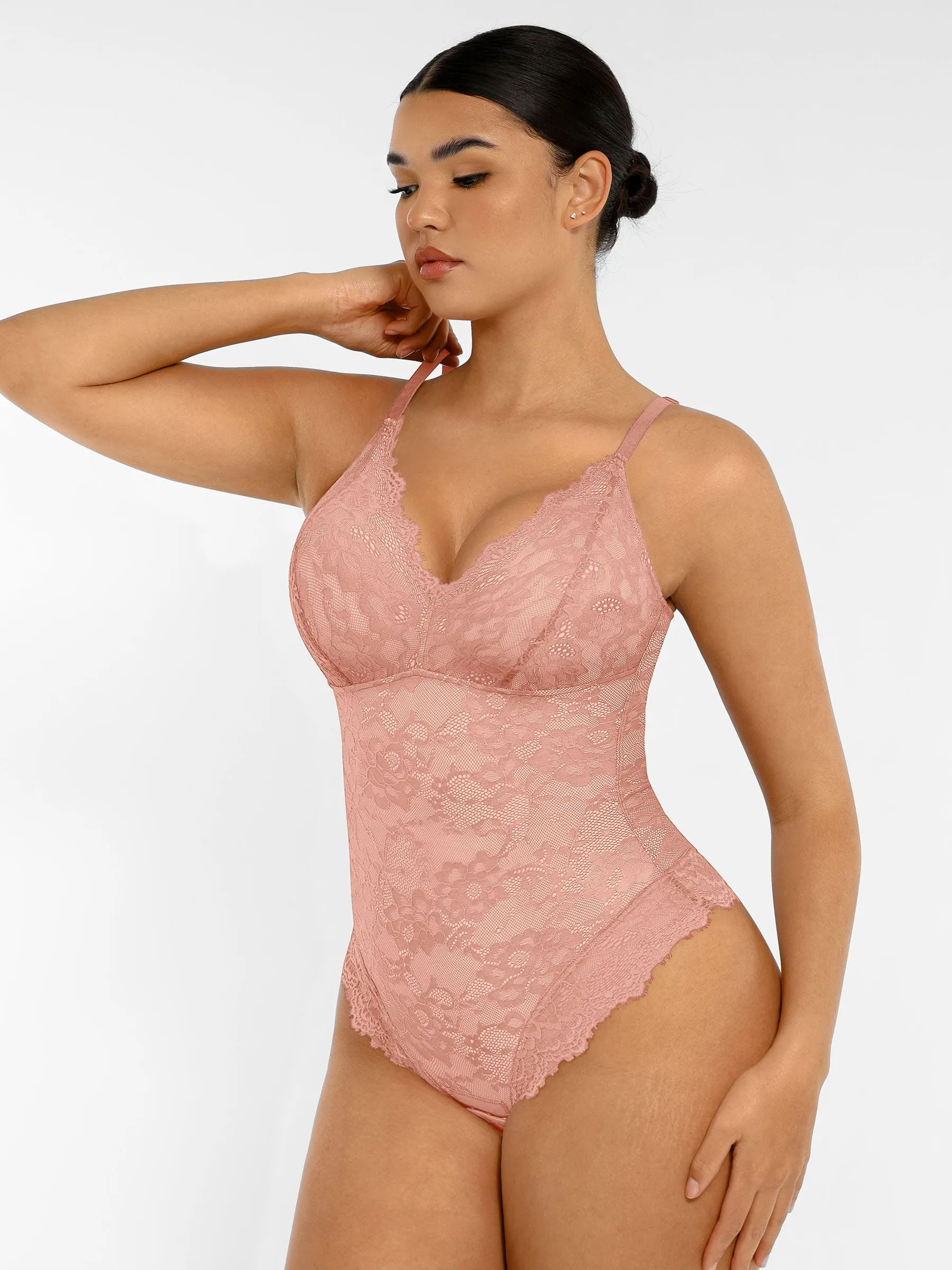 Lace V-Neck Stretch Bodysuit - Image 53