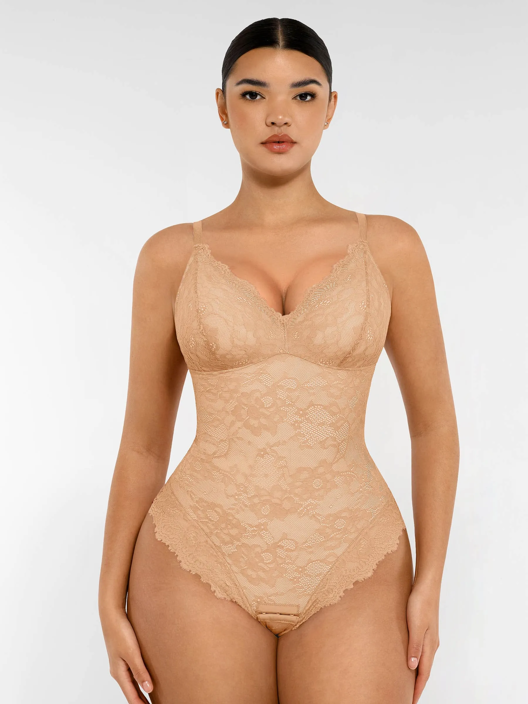 Lace V-Neck Stretch Bodysuit - Image 62