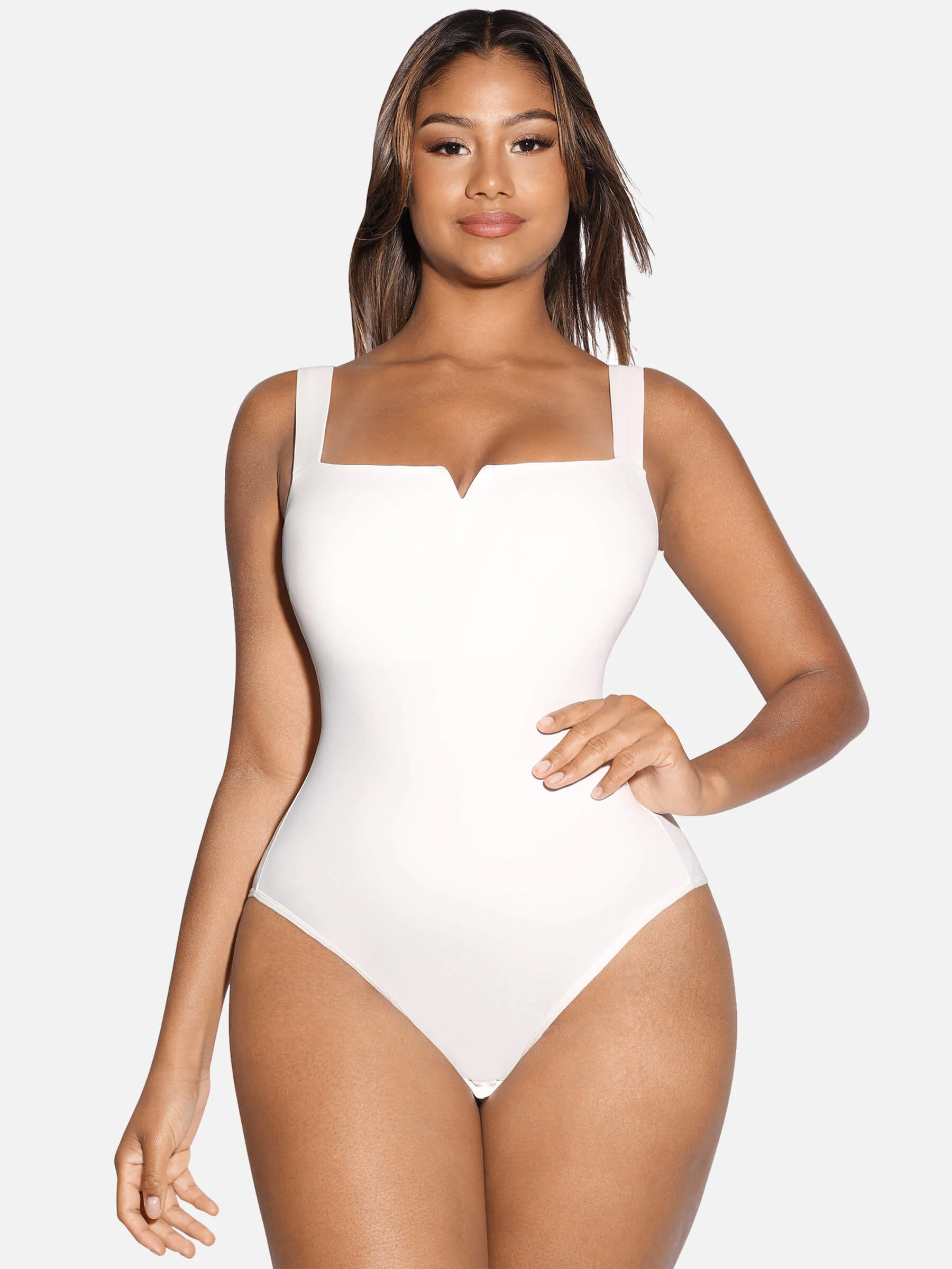 Feelingirl Square Collar Elastic Outerwear Shape Bodysuit - Image 13