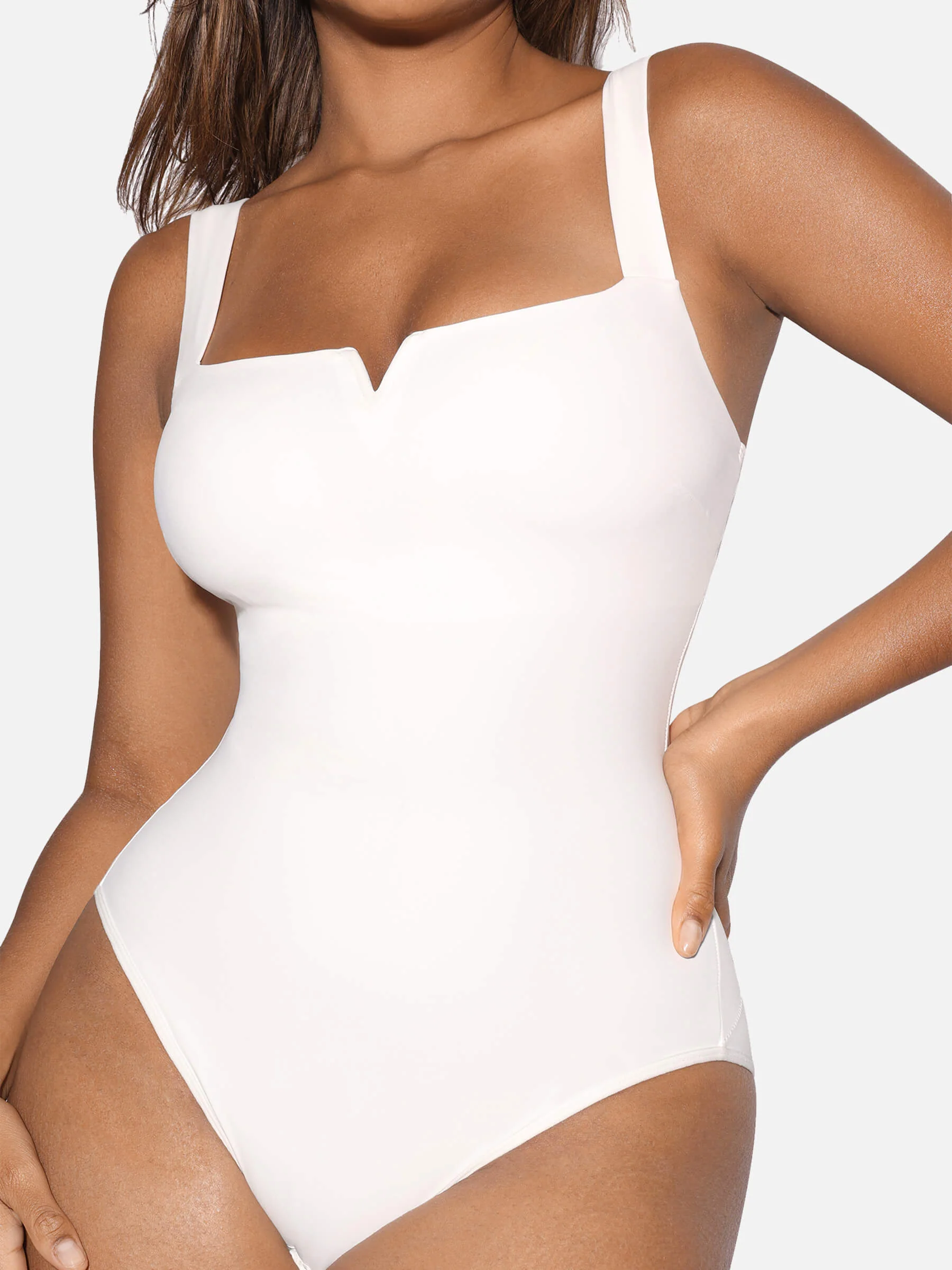 Feelingirl V Neck Tummy Control Thong Shapewear - Image 39