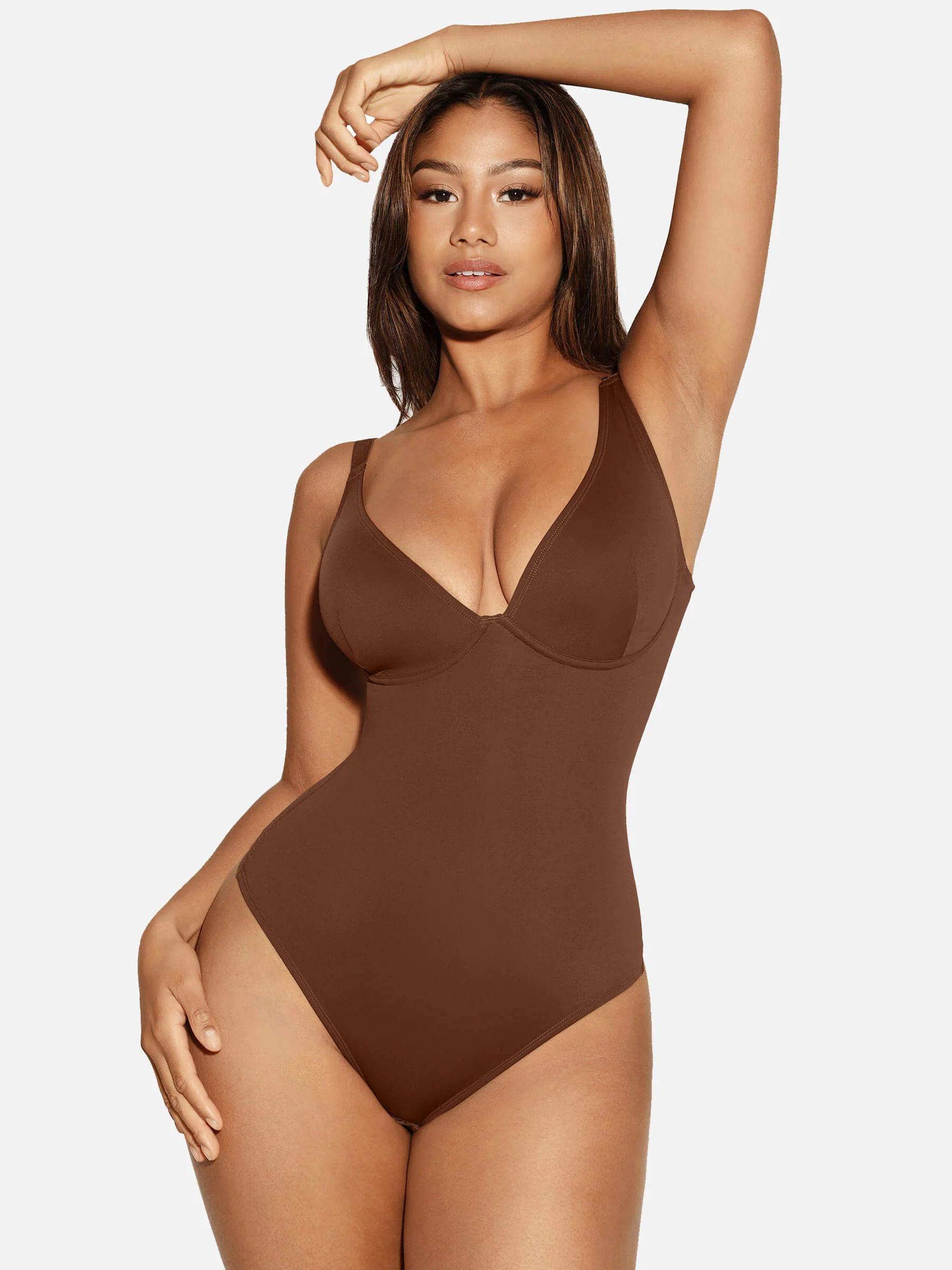 Feelingirl V Neck Tummy Control Shaping Bodysuit - Image 13