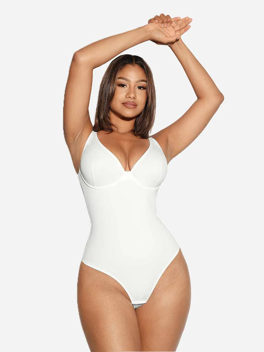 Feelingirl V Neck Tummy Control Shaping Bodysuit - Image 20